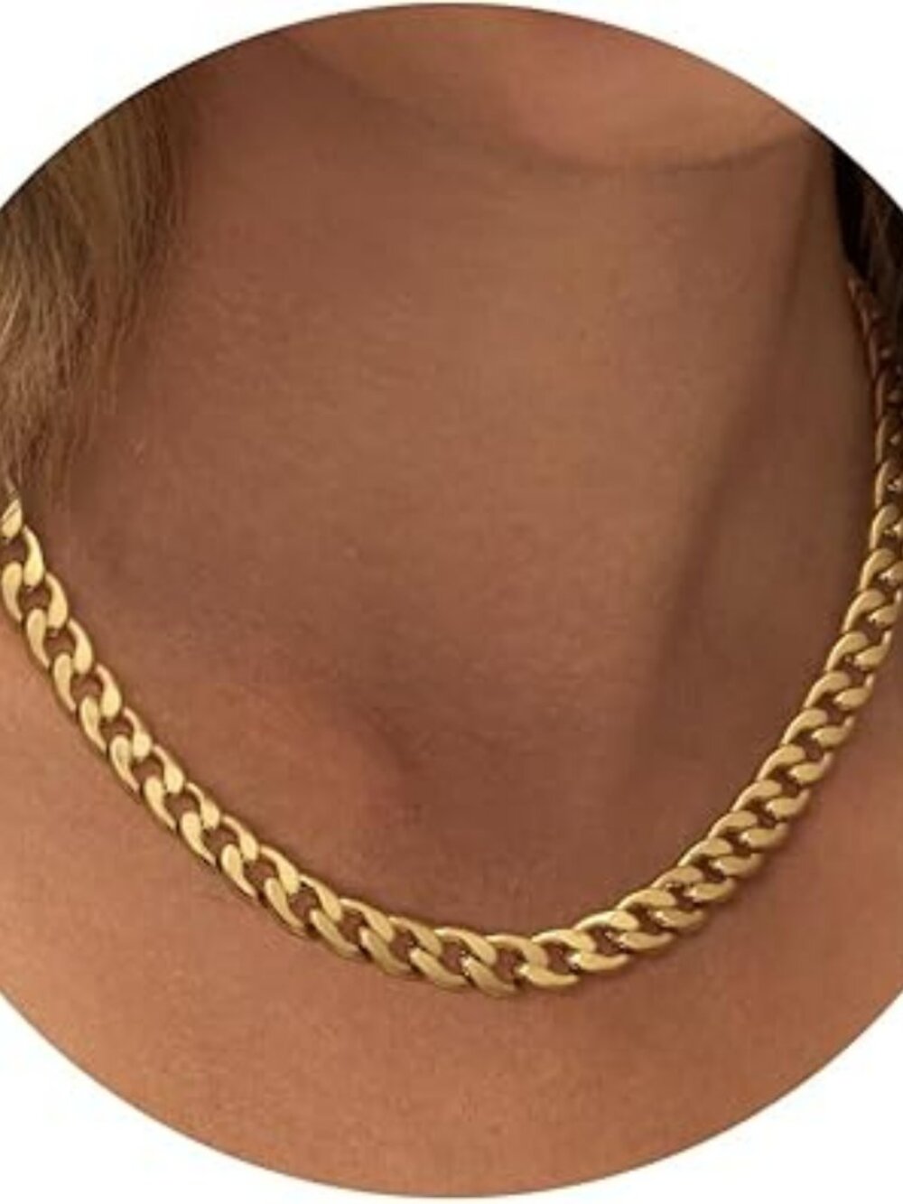 Chunky 14K Gold Plated Chain Necklace Cuban Paperclip Choker Toggle Clasp